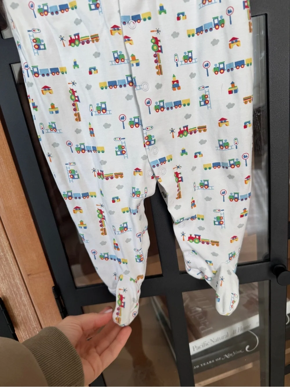 Kissy Kissy trains footies pima snaps baby boy cotton sleeper coverall print